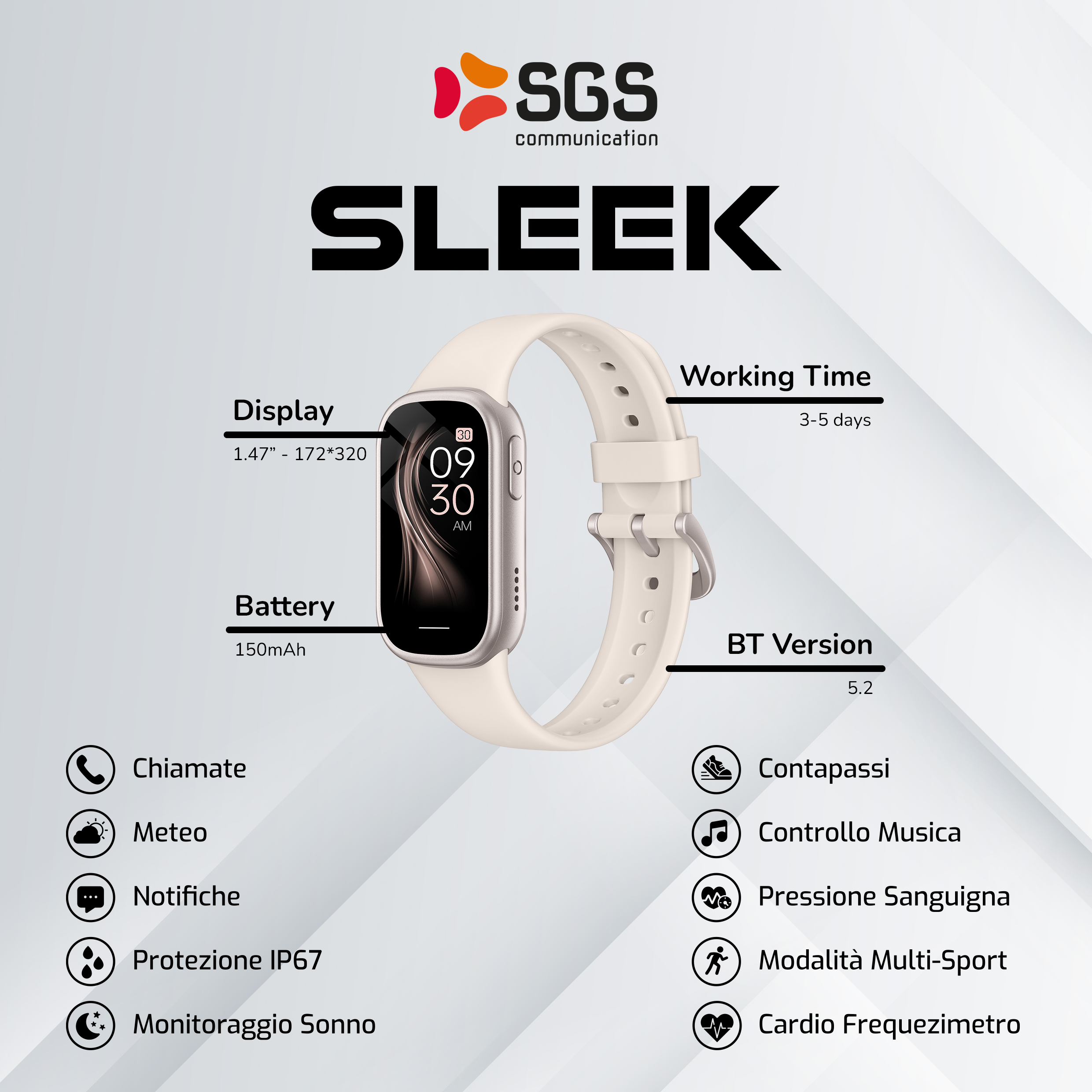Smartwatch 18mm SGS Sleek - Beige
