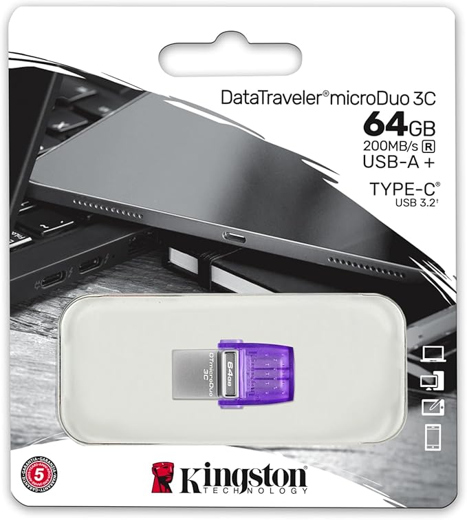 KINGSTON DataTraveler microDuo 3C USB Gen 3 Type-C e Type-A - 64GB