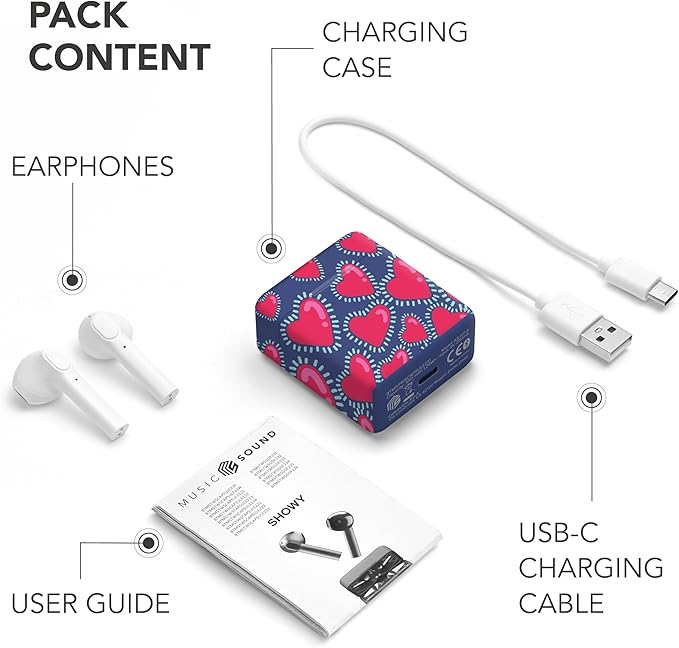Music Sound - SHOWY - Auricolari TWS Bluetooth - CUORI