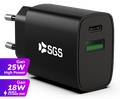 SGS Caricatore Dual USB-A/USB-C GAN PD 25W